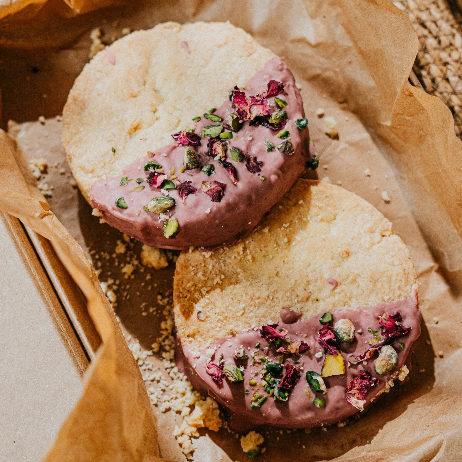 Persian Whisper: Rose, Cardamom & Pistachio Shortbread (Box of 8)