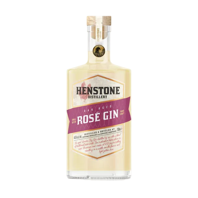 Bottle of Henstone Distillery Rosé Gin on a white background